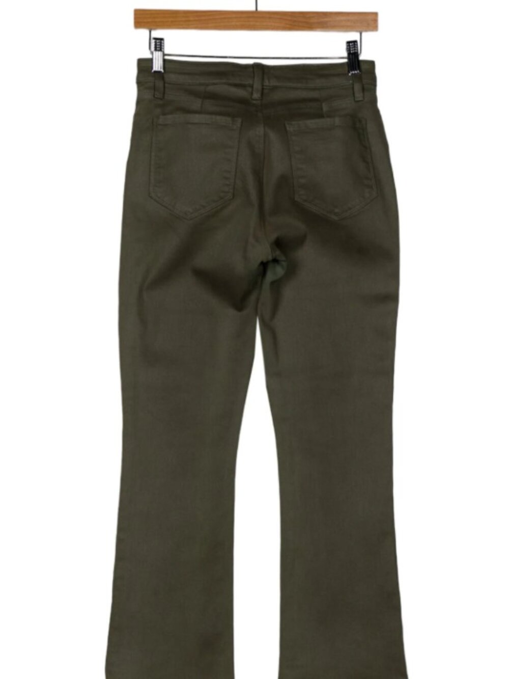 L'Agence Olive Green Waxed Cotton Cropped Straight Leg Pants Size 26 - Picture 2 of 2
